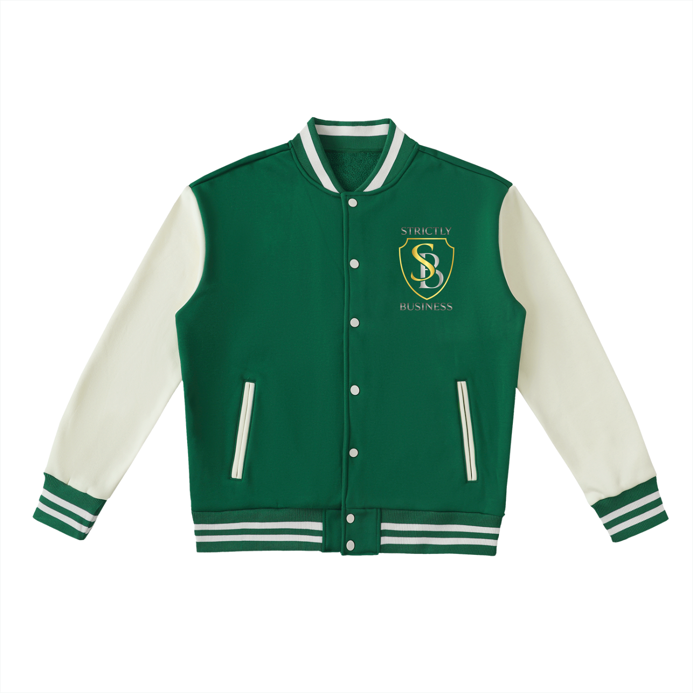 Strctly Business Two-Tone Fleeced Varsity Jacket