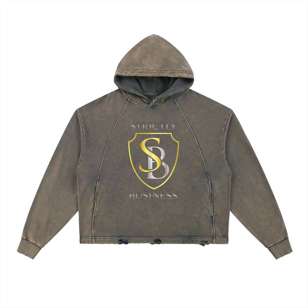 Strictly Business Vintage Washed Frayed-Hem Hoodie