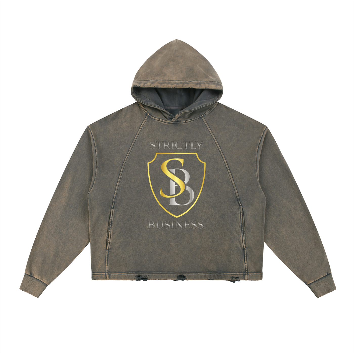 Strictly Business Vintage Washed Frayed-Hem Hoodie
