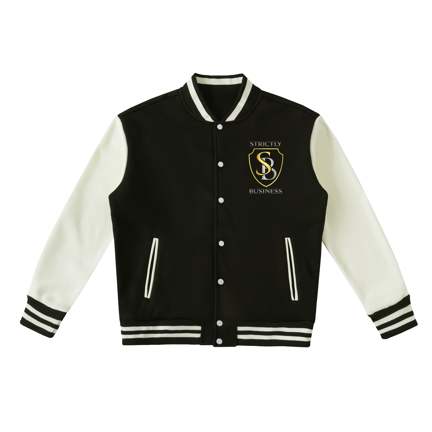 Strctly Business Two-Tone Fleeced Varsity Jacket